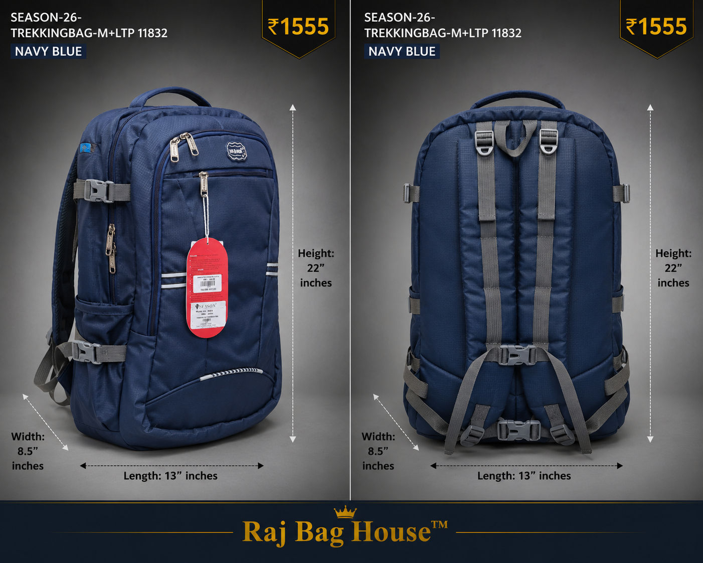 Season Trekkingbag M+ltp 1832 Large Backpack – Navy Blue 2