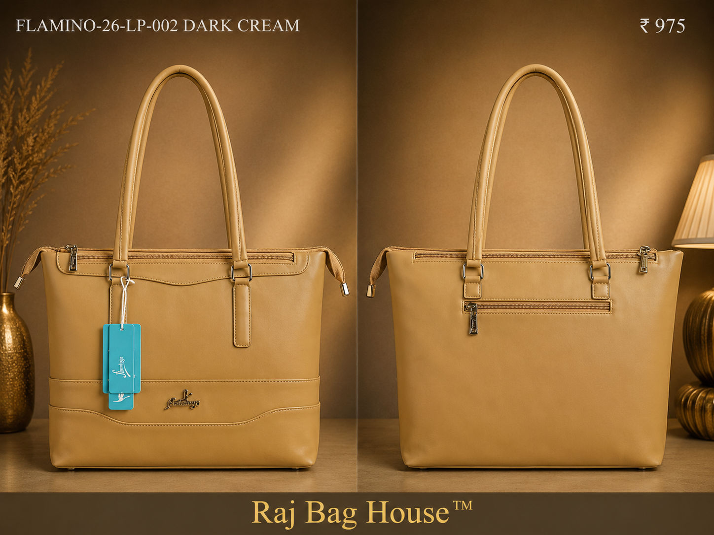 Women's Shoulder Tote Bag 26-LP-002 - Dark Cream