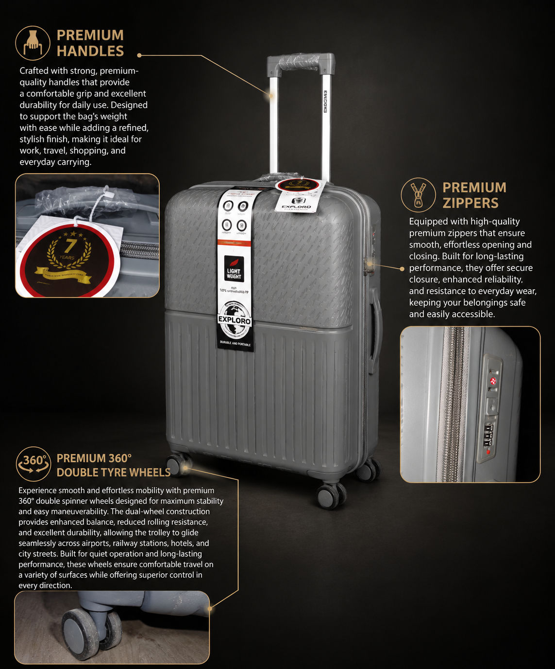Exploro Quartzgrey Medium Trolley Bag – Quartz Grey 2