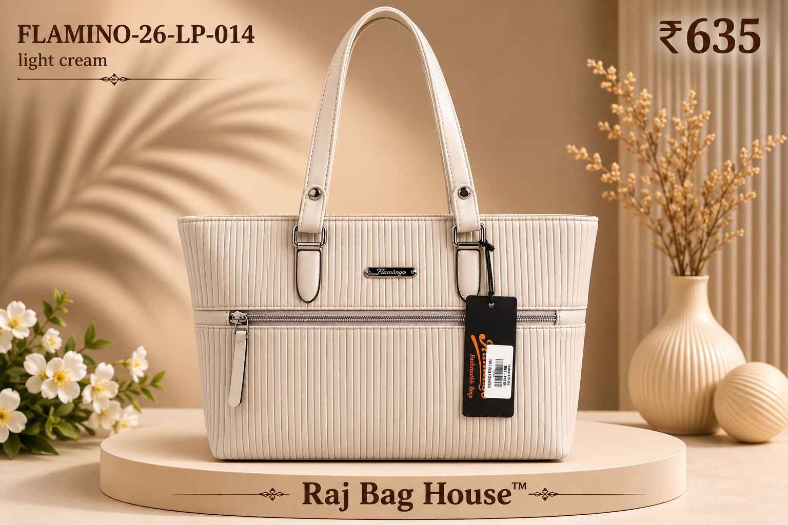 Flamingo 014 Light Tote Bag – Light Cream