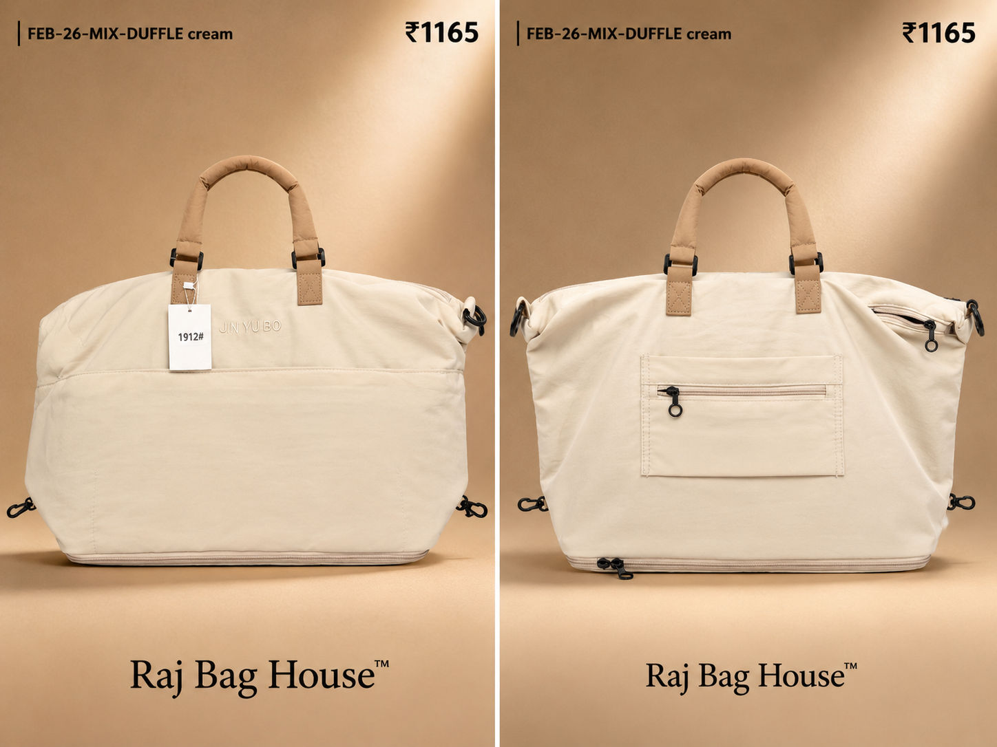 Feelings Bag Feb Mix Duffle Cream1 Large Travel Bag – Cream