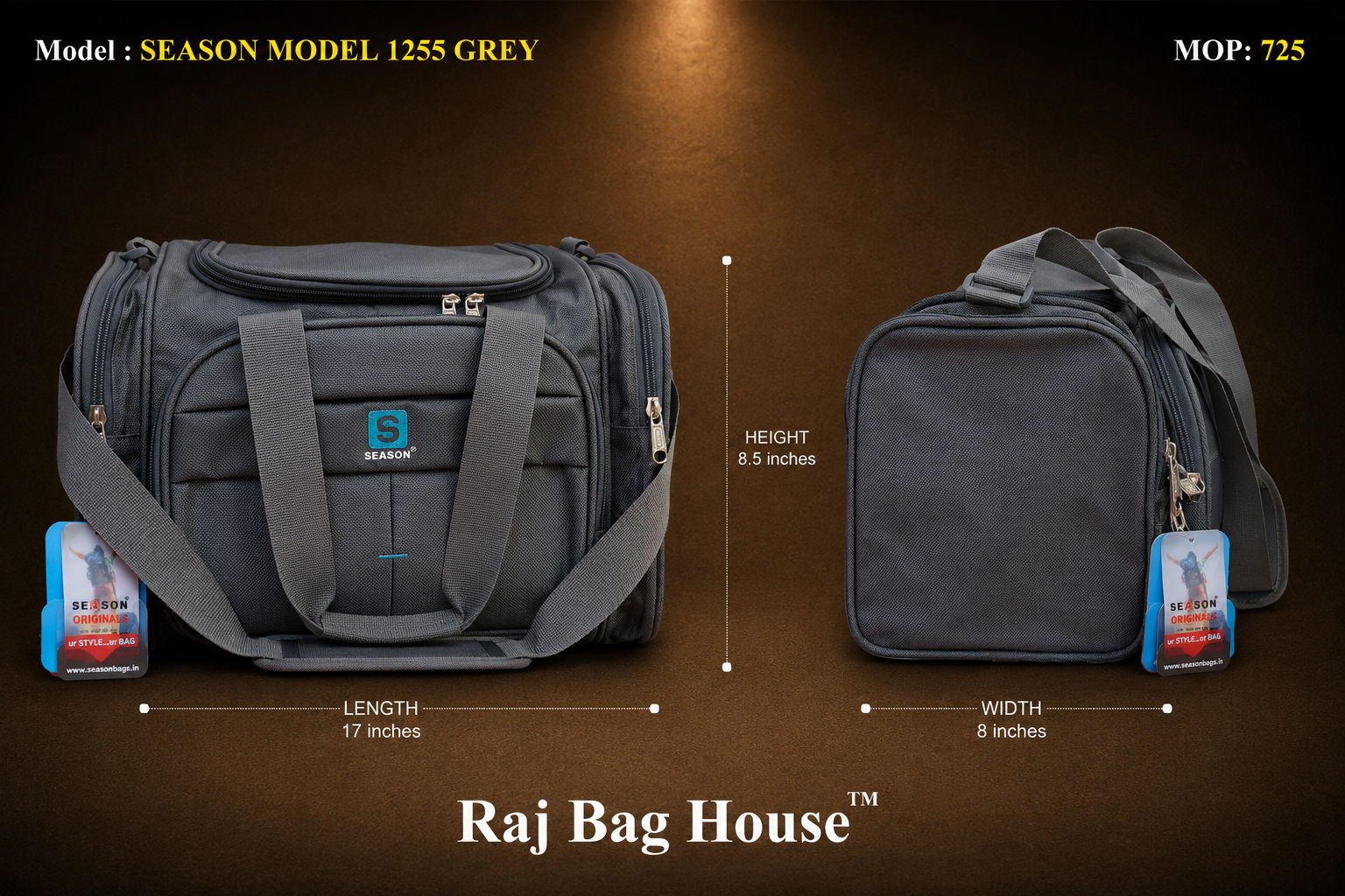Season Season Model 1255 Small Travel Bag – Grey 2