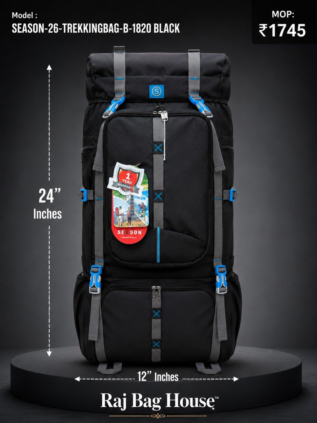 Season Trekking Backpack B-1820 - Black