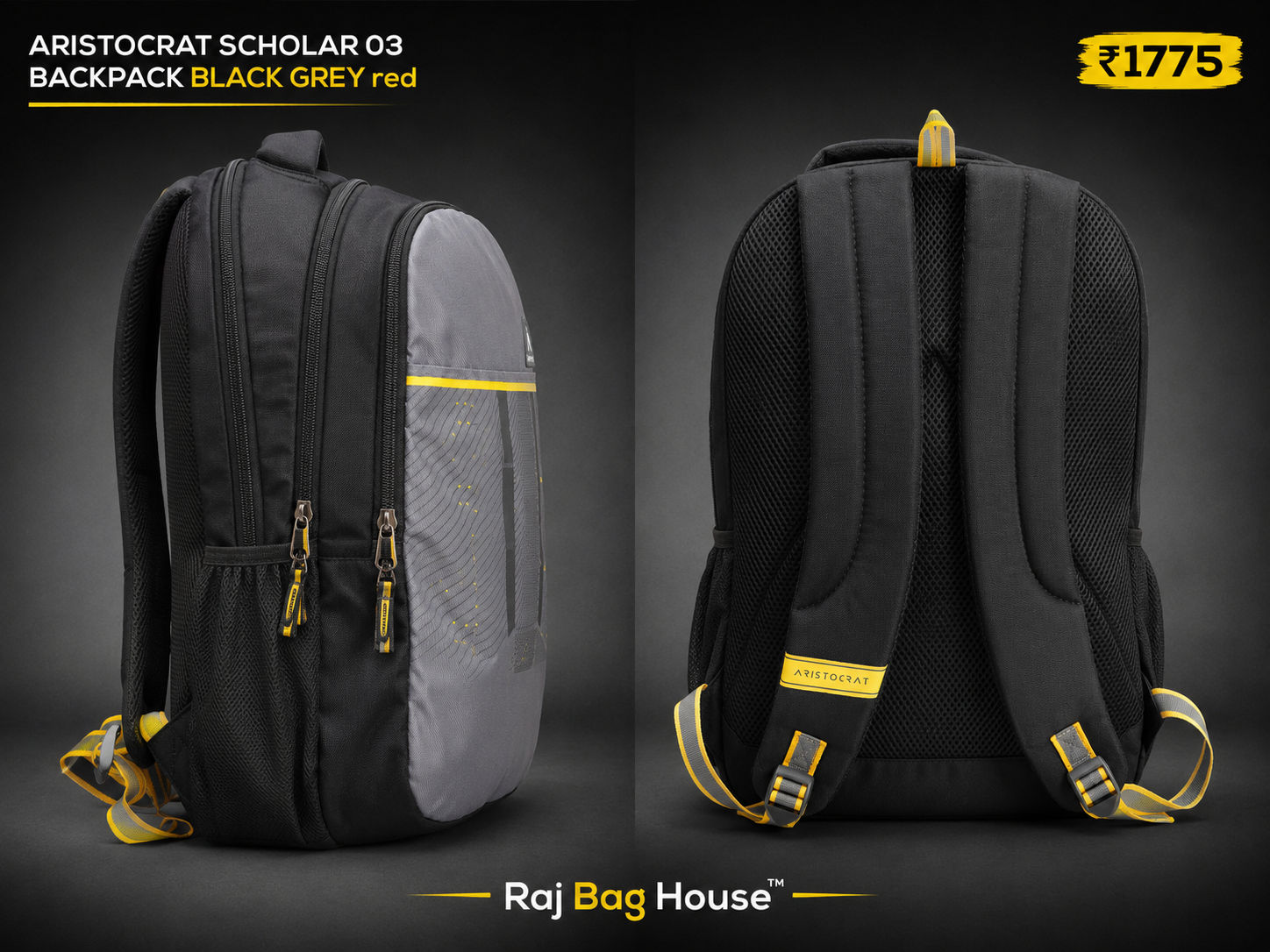 Aristocrat Aristocrat Scholar 03 Backpack – Black / Grey 2