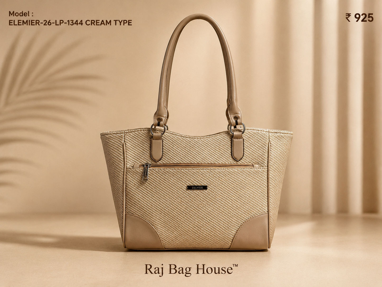 Elemier 1344 Creamtype Tote Bag – Cream