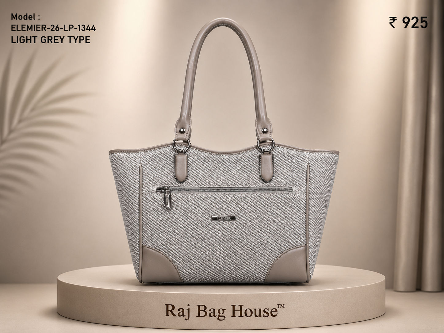Elemier 1344 Light Type Tote Bag – Light Grey