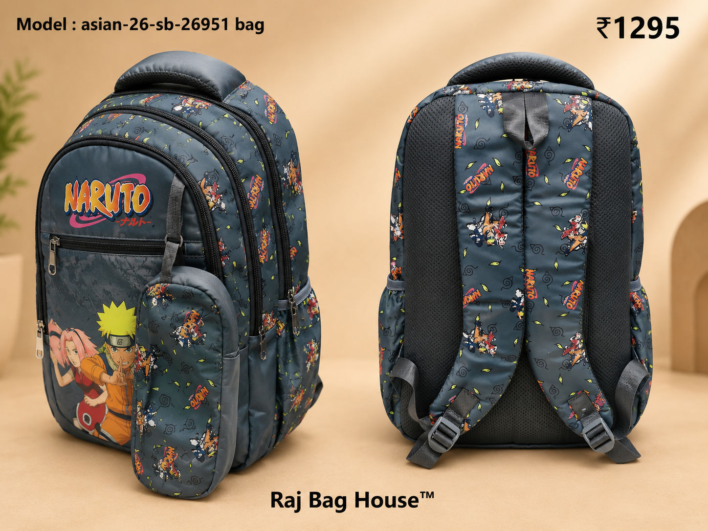 Asian 26951 Naruto Medium School Backpack – Grey 2