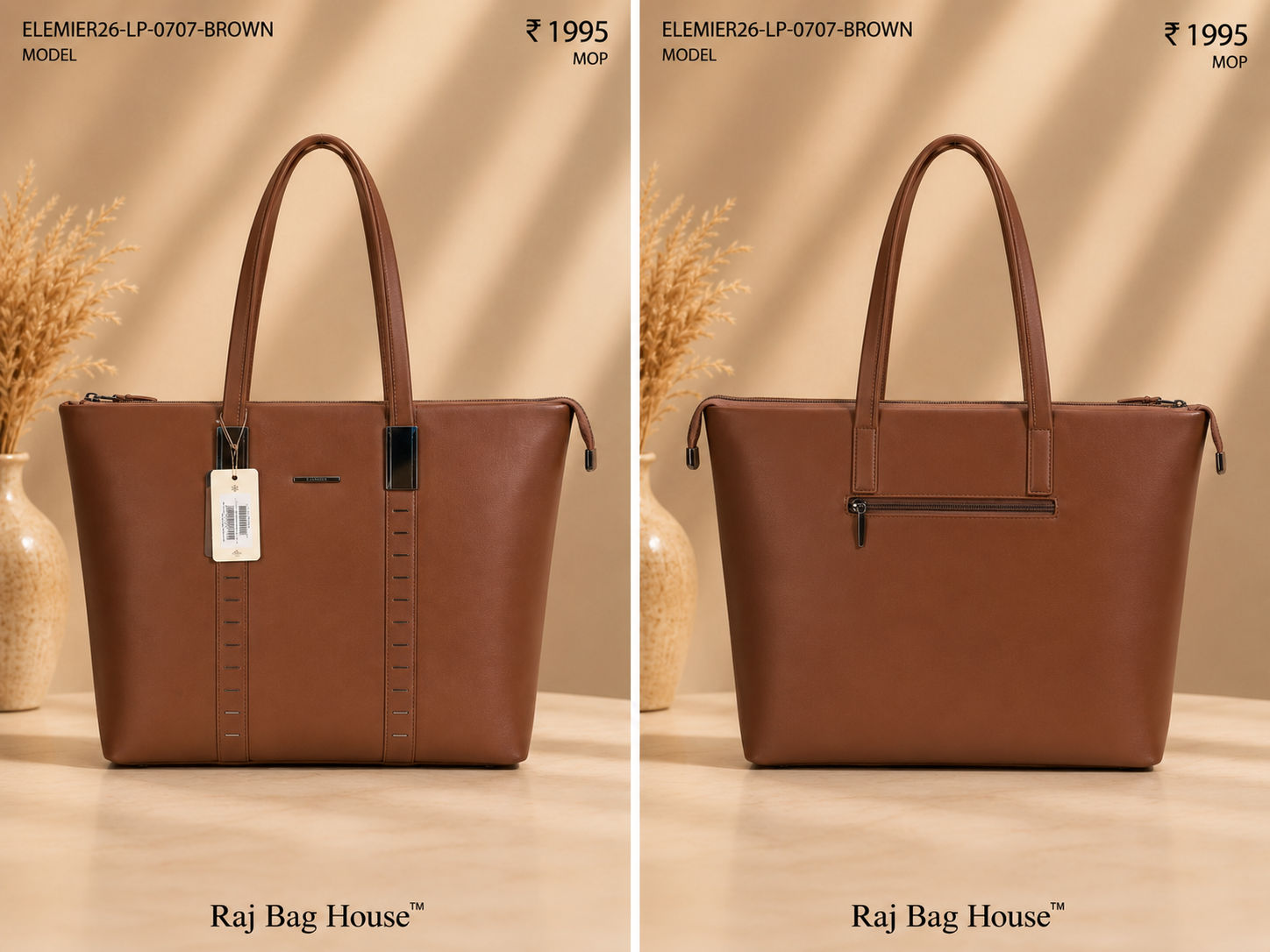 Elemier 0707 Tote Bag – Brown 2