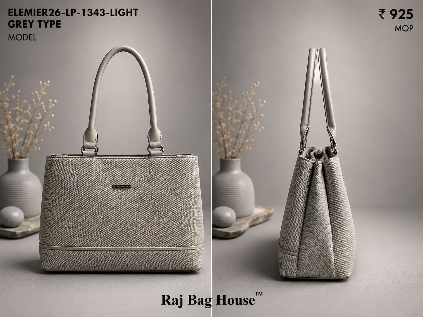 Elemier 1343 Light Type Tote Bag – Light Grey 2
