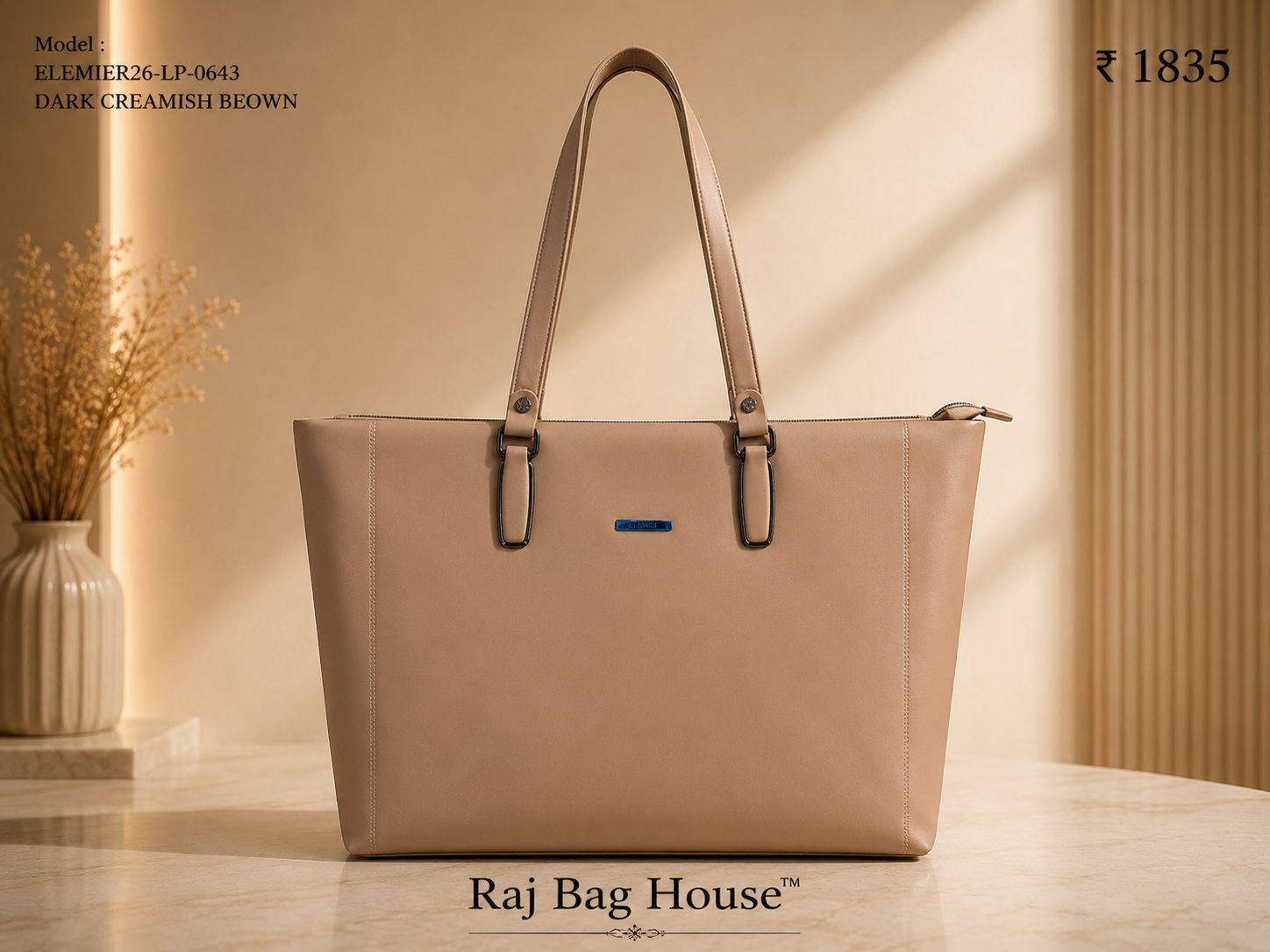Elemier 0643 Dark Creamish Tote Bag – Dark Creamish Brown