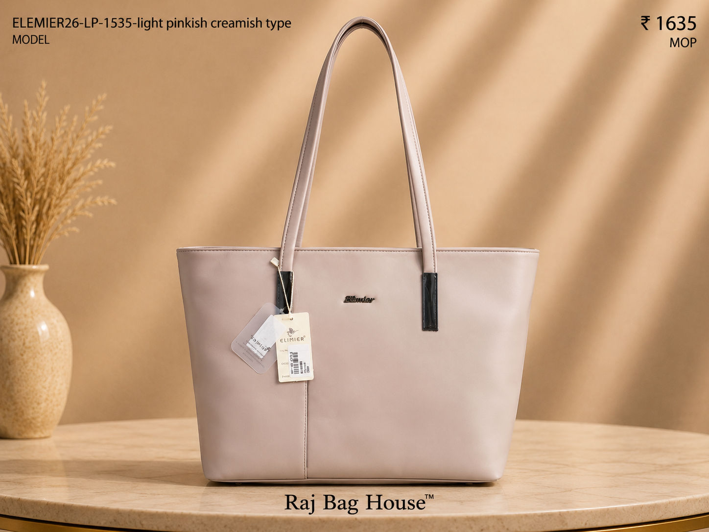 Elemier 1535 Light Pinkish Creamish Type Tote Bag – Light Pinkish Cream