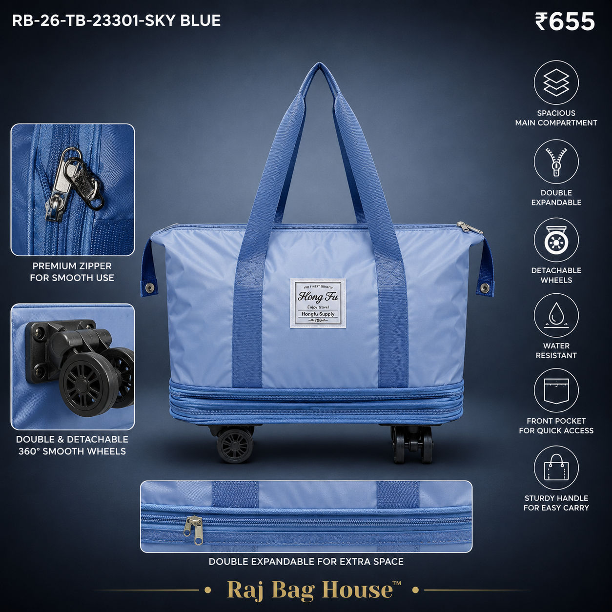 Imported 23301 Skyblue Large Travel Bag – Sky Blue 2