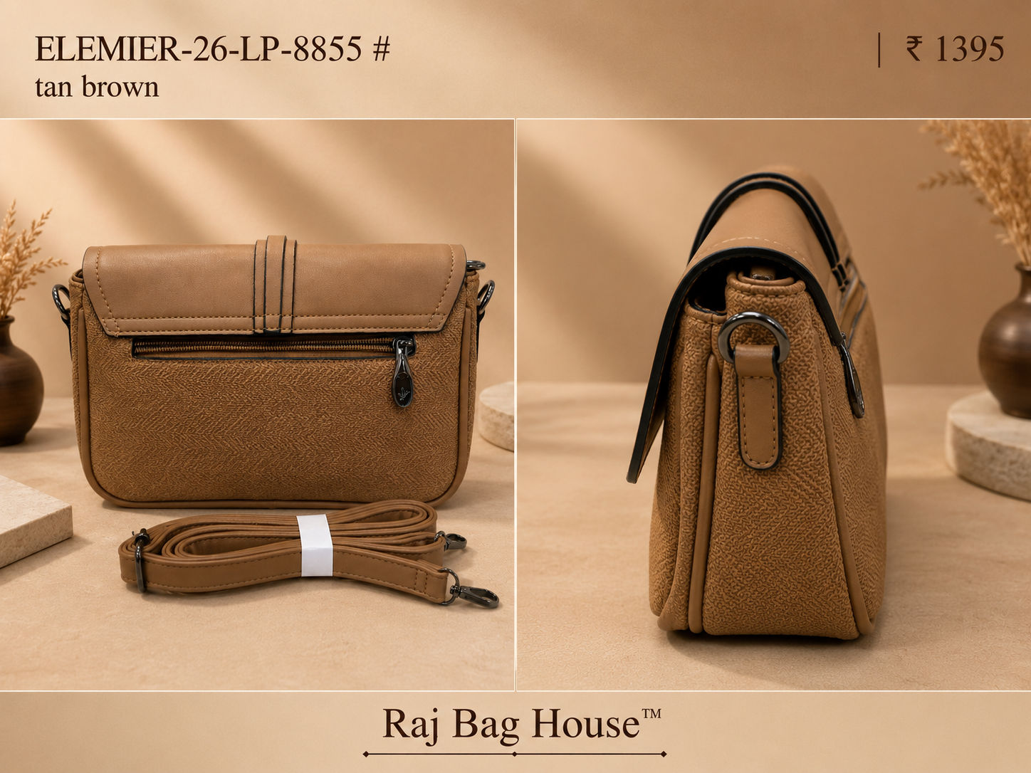 Elemier 8855 Sling Bag – Tan Brown 2