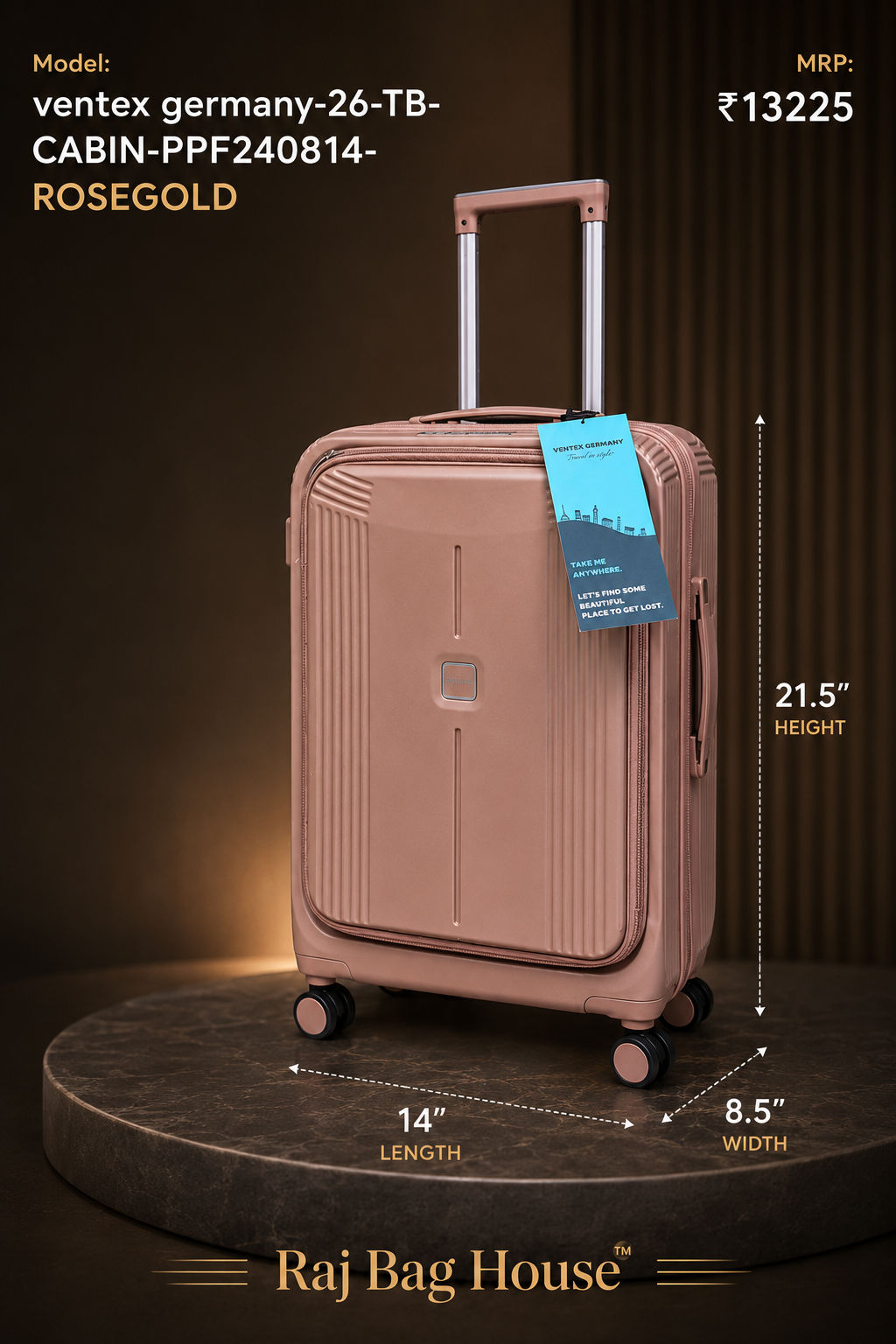 Ventex Germany Cabin Trolley PPF2408T4 - Rose Gold