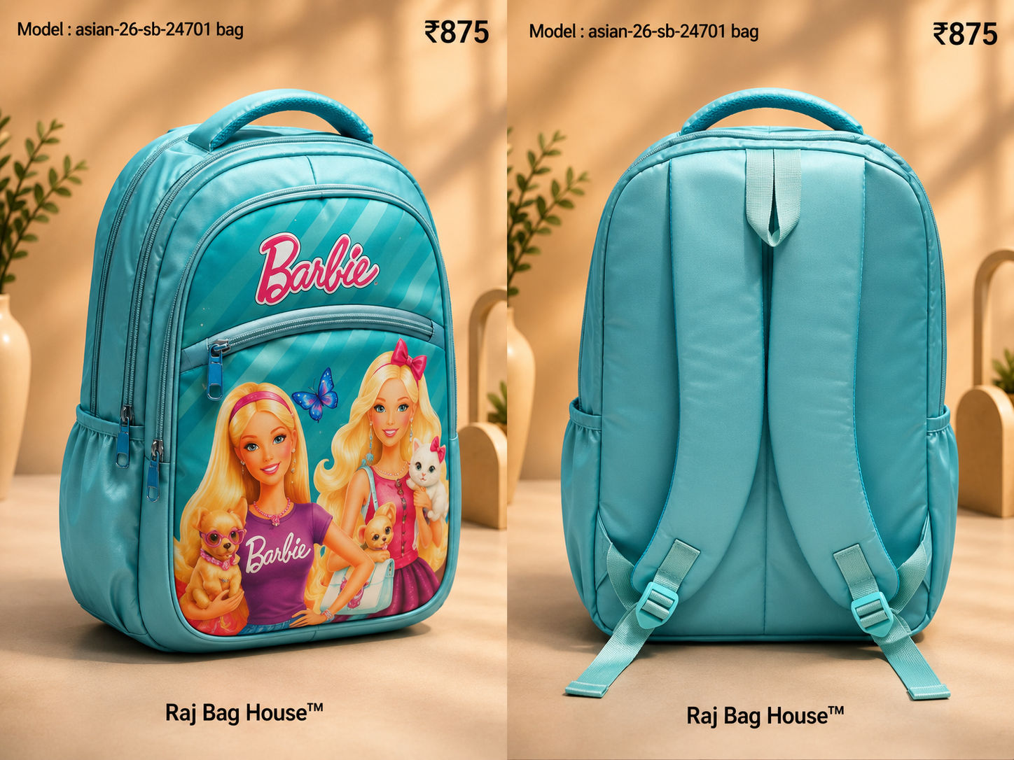 Asian 24701 Seagreen Barbie Medium School Backpack – Seagreen 2