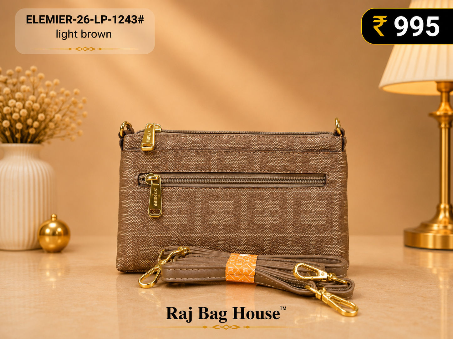 Imported Elemier 1243# Sling Bag – Light Brown 2