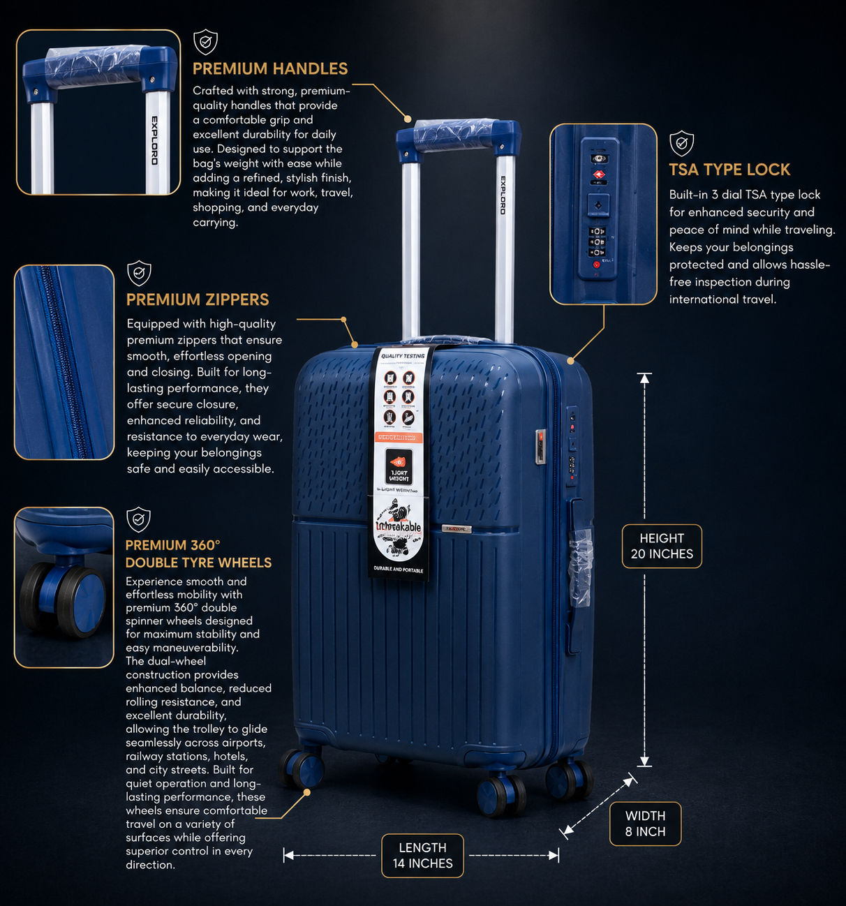 Exploro D. Cabin Trolley Bag – Blue 2