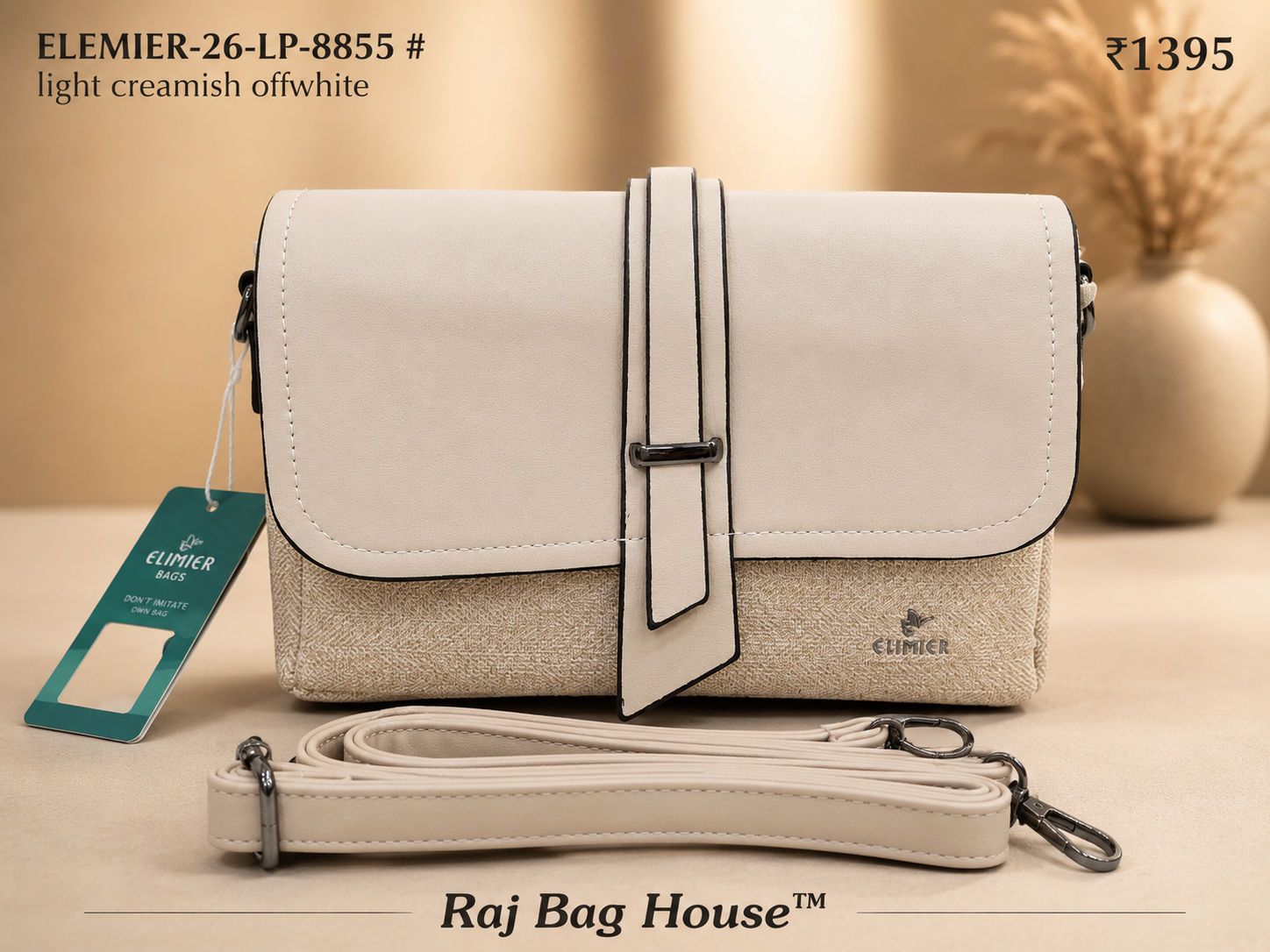 Elemier 8855 Light Creamish Offwhite Sling Bag โ Light Creamish Offwhite