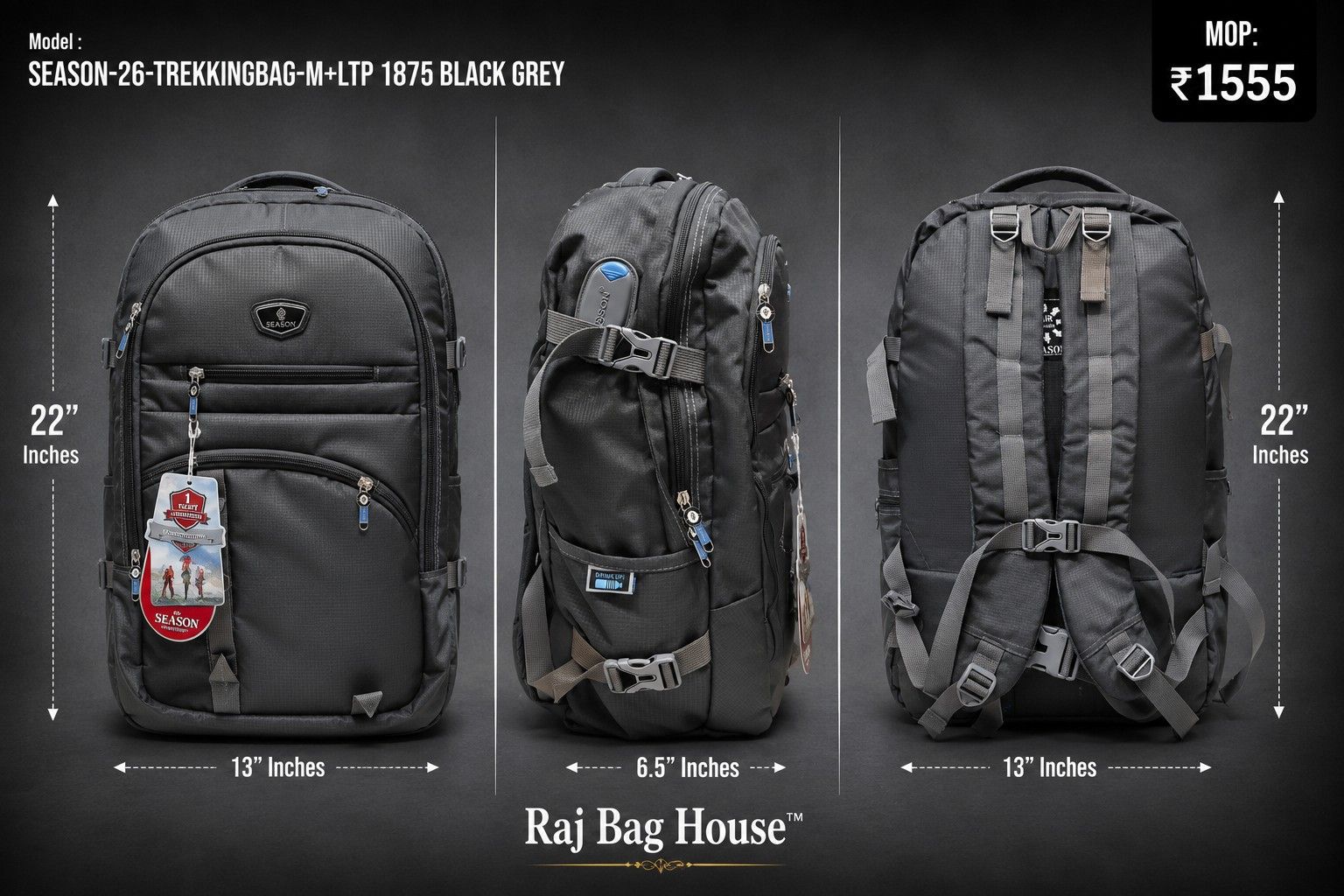 Season Trekkingbag M+ltp1 1875 Large Backpack – Grey 2