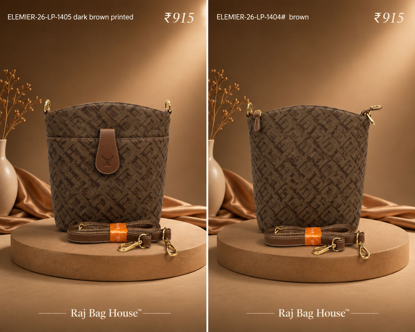 Imported Elemier 1405 Printed`` Small Handbag – Dark Brown 2
