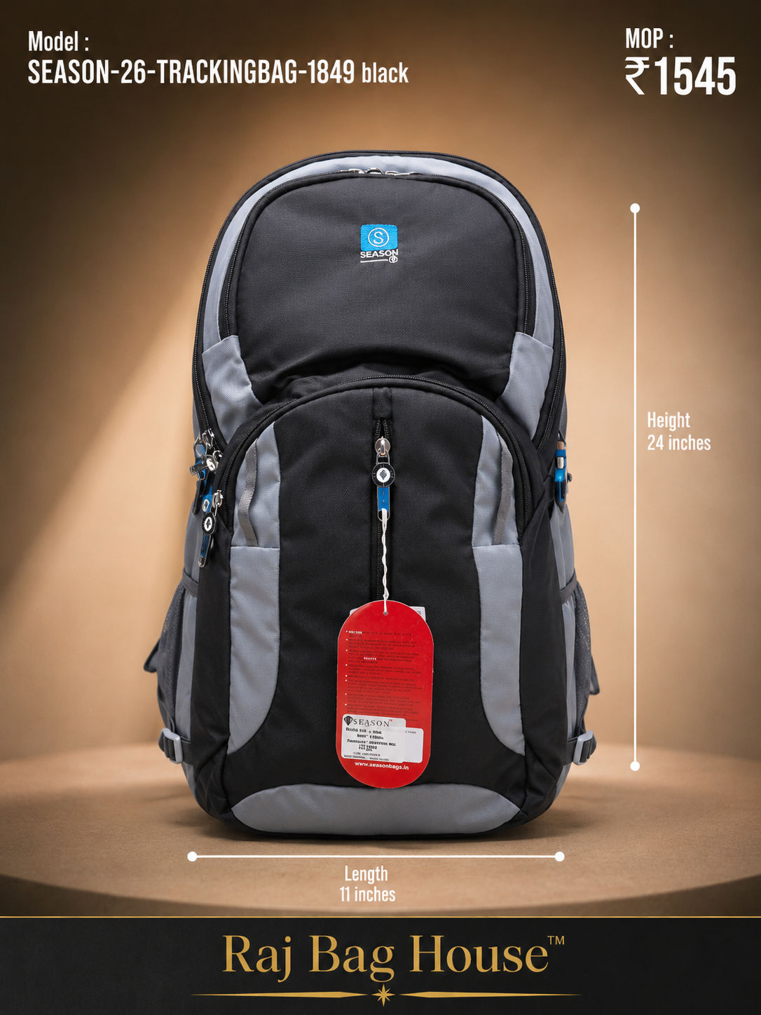 Season Trekking Backpack 1849 - Black / Grey