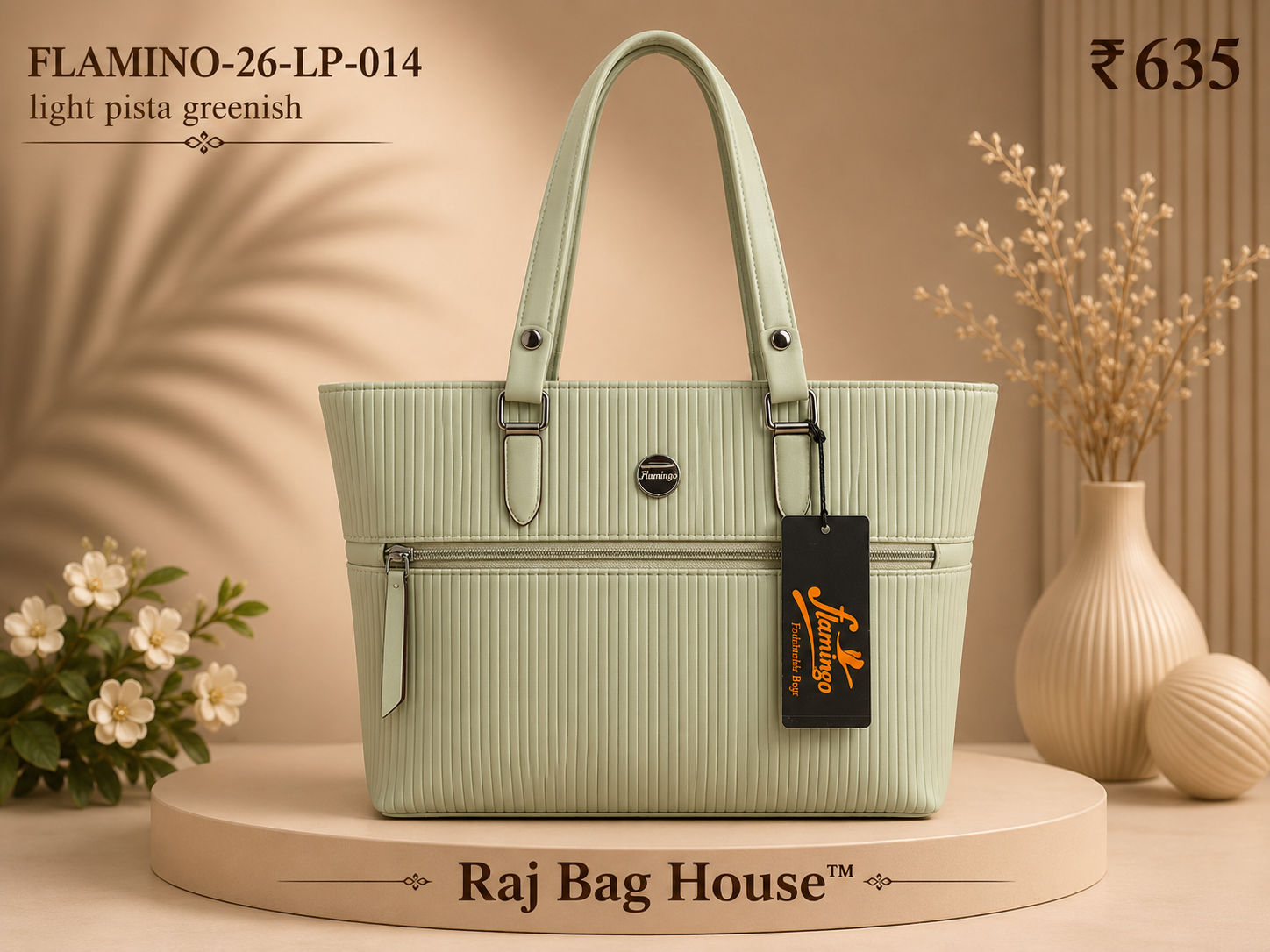 Flamingo 014 Light Tote Bag – Light Pista Green