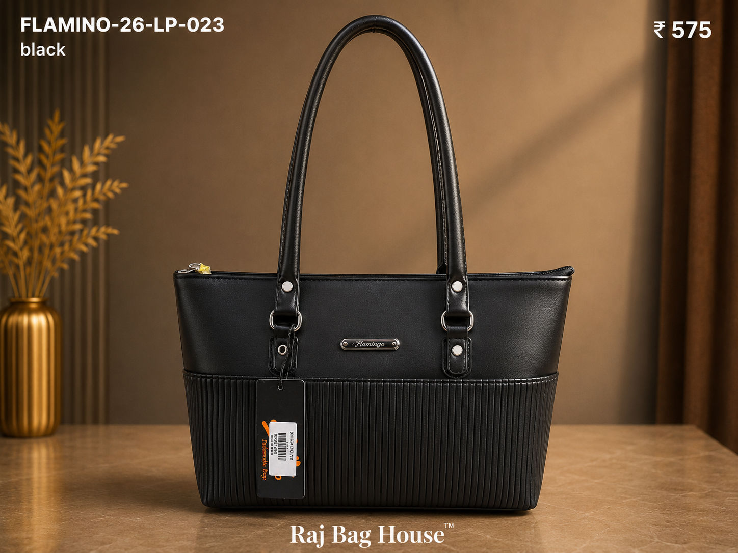 Flamingo Tote Bag FLAMINO-26-LP-023 - Black