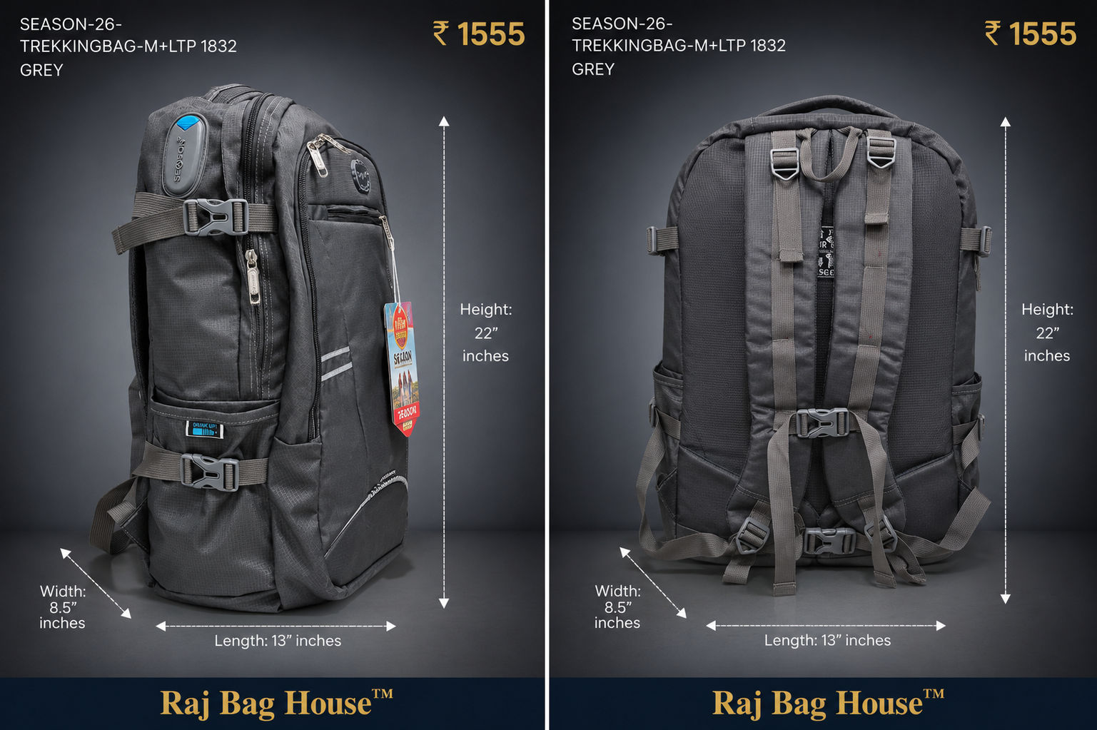 Season Trekkingbag M+ltp 1832 Large Backpack – Grey 2