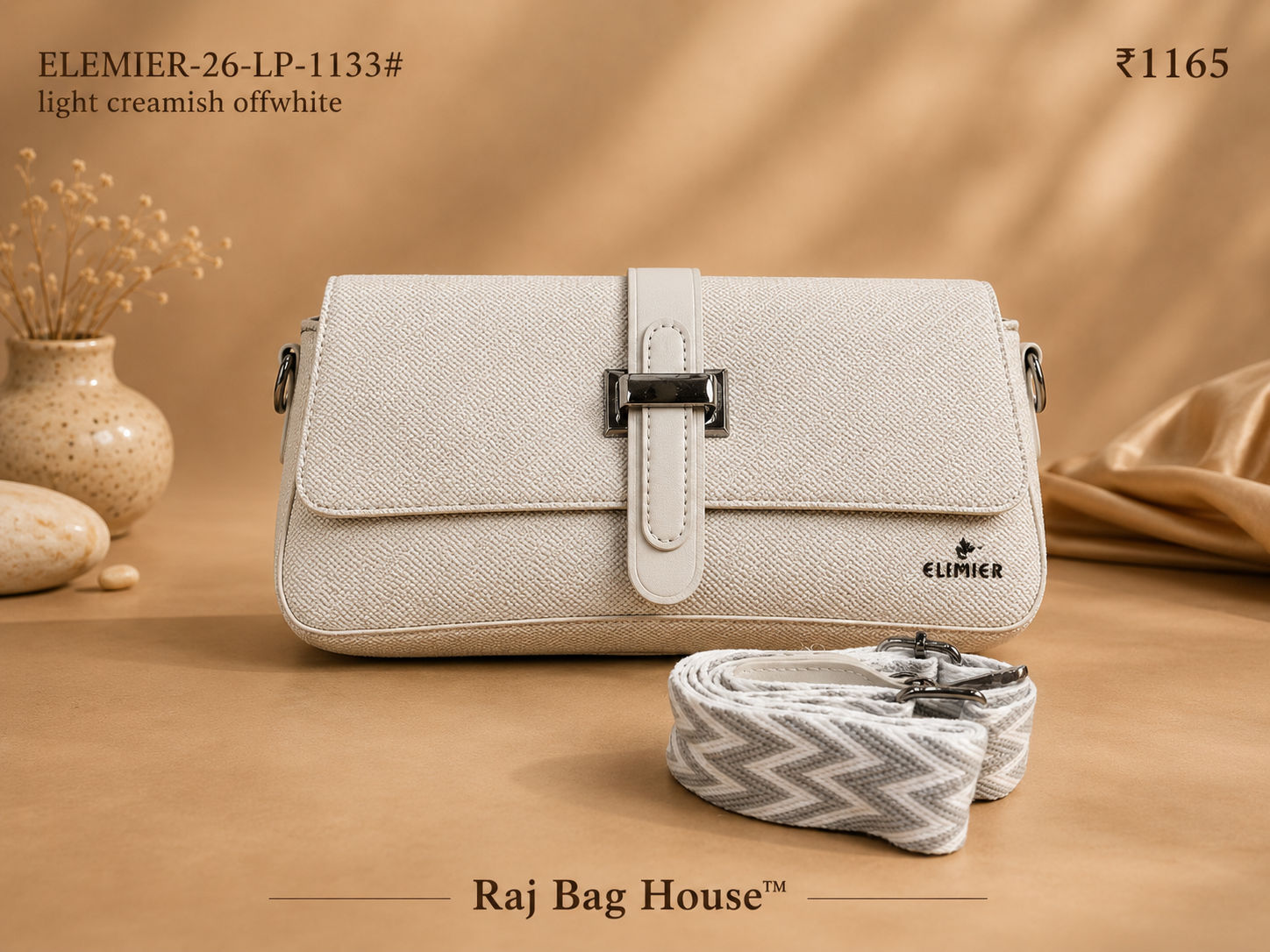 Elemier 1133# Light Creamish Handbag – Light Creamish White