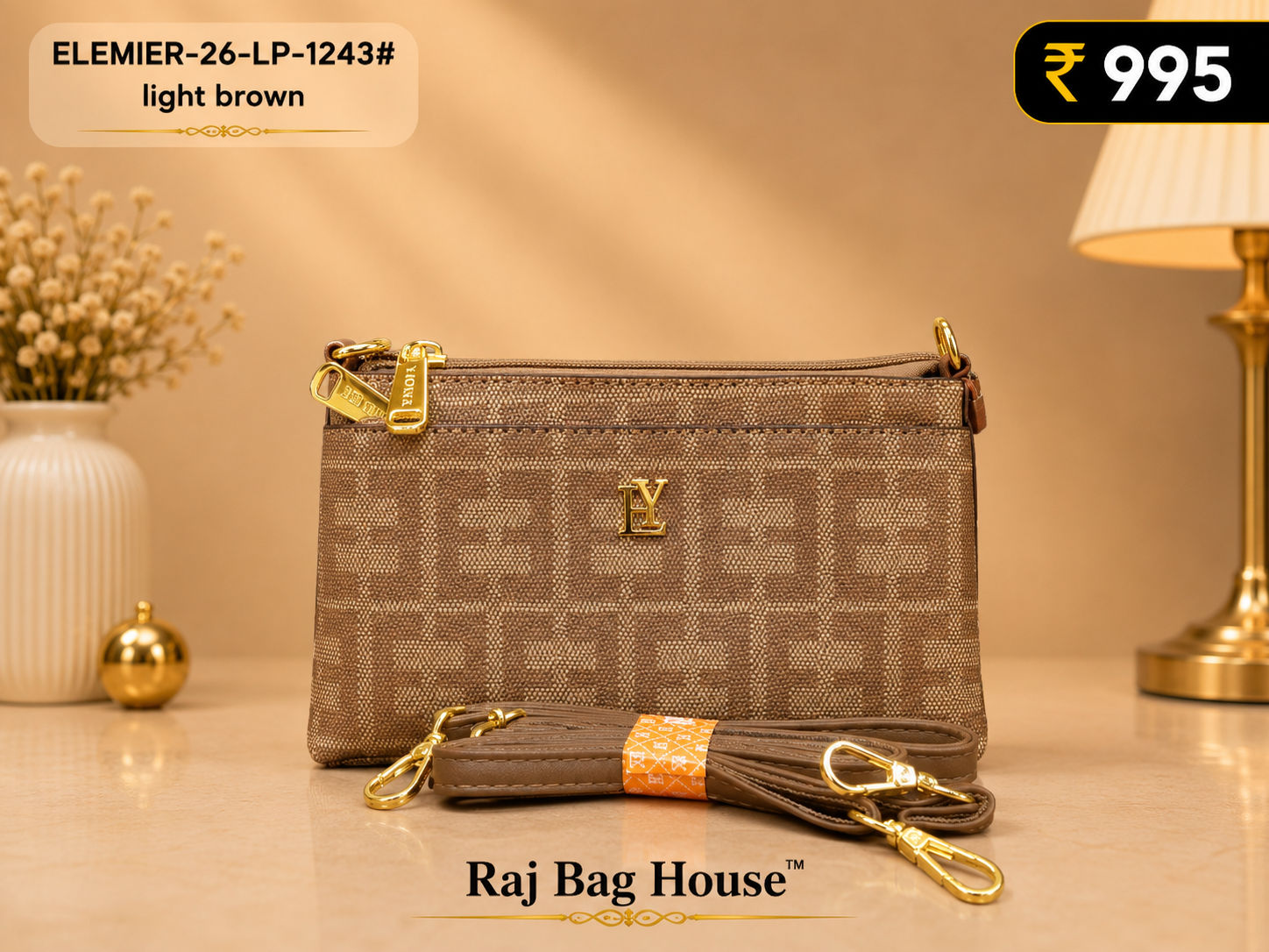 Imported Elemier 1243# Sling Bag – Light Brown
