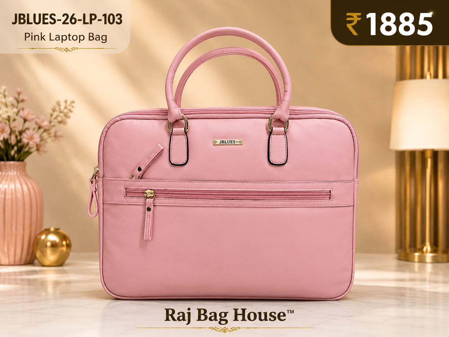 J Blues Women's Laptop Office Bag 26-LP-103 - Light Pink