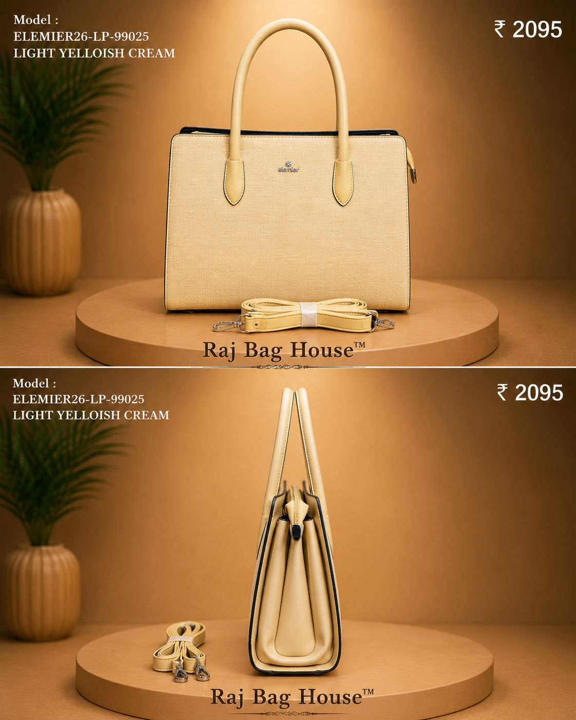 Elemier 99025 Light Yellowish Handbag – Light Yellowish Cream 2