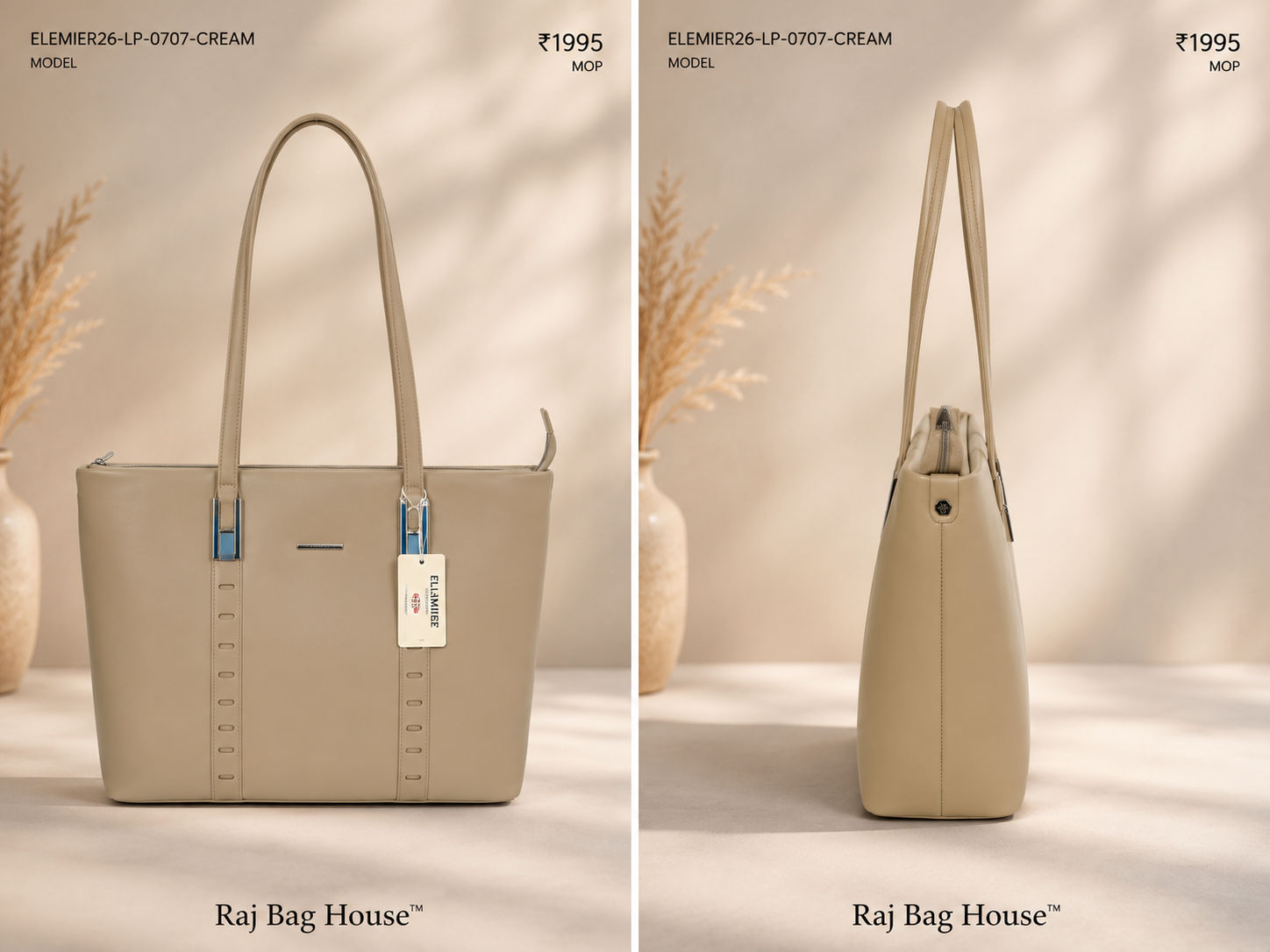 Elemier 0707 Tote Bag – Cream 2