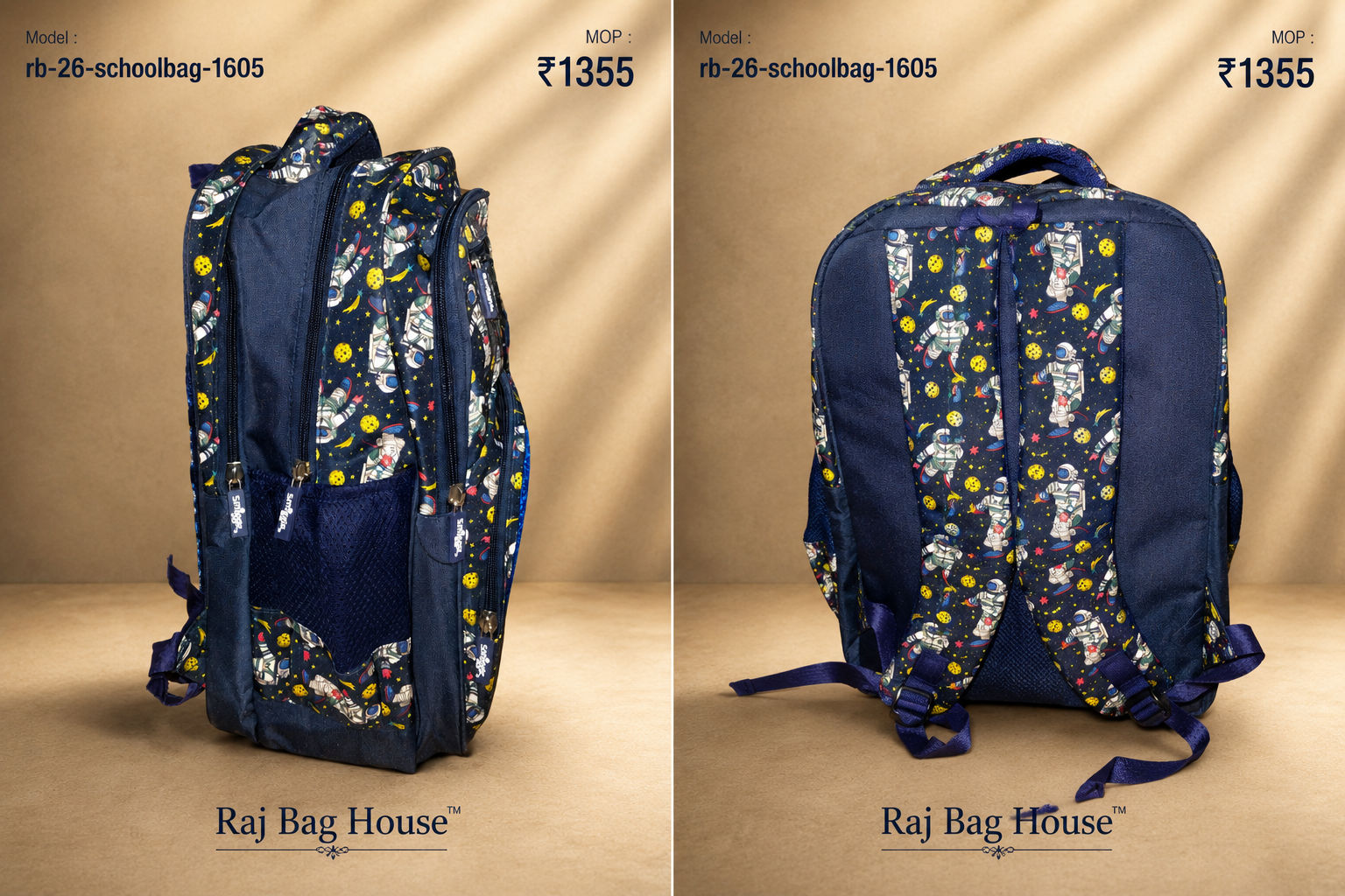 Imported Schoolbag 1605 Astronaut Pattern Medium School Backpack – Navy Blue 2