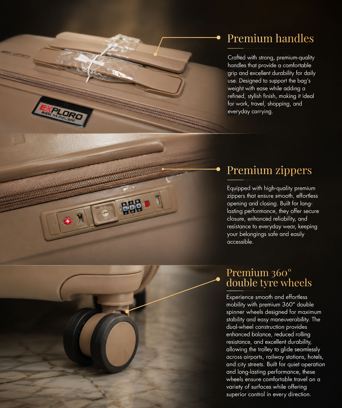 Exploro Khakhi Cabin Trolley Bag – Khakhi 2