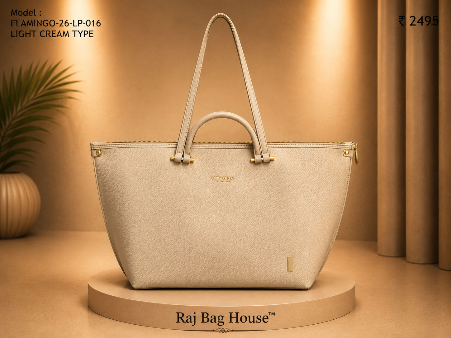 City Girl Flamingo 016 Light Type Tote Bag – Light Cream