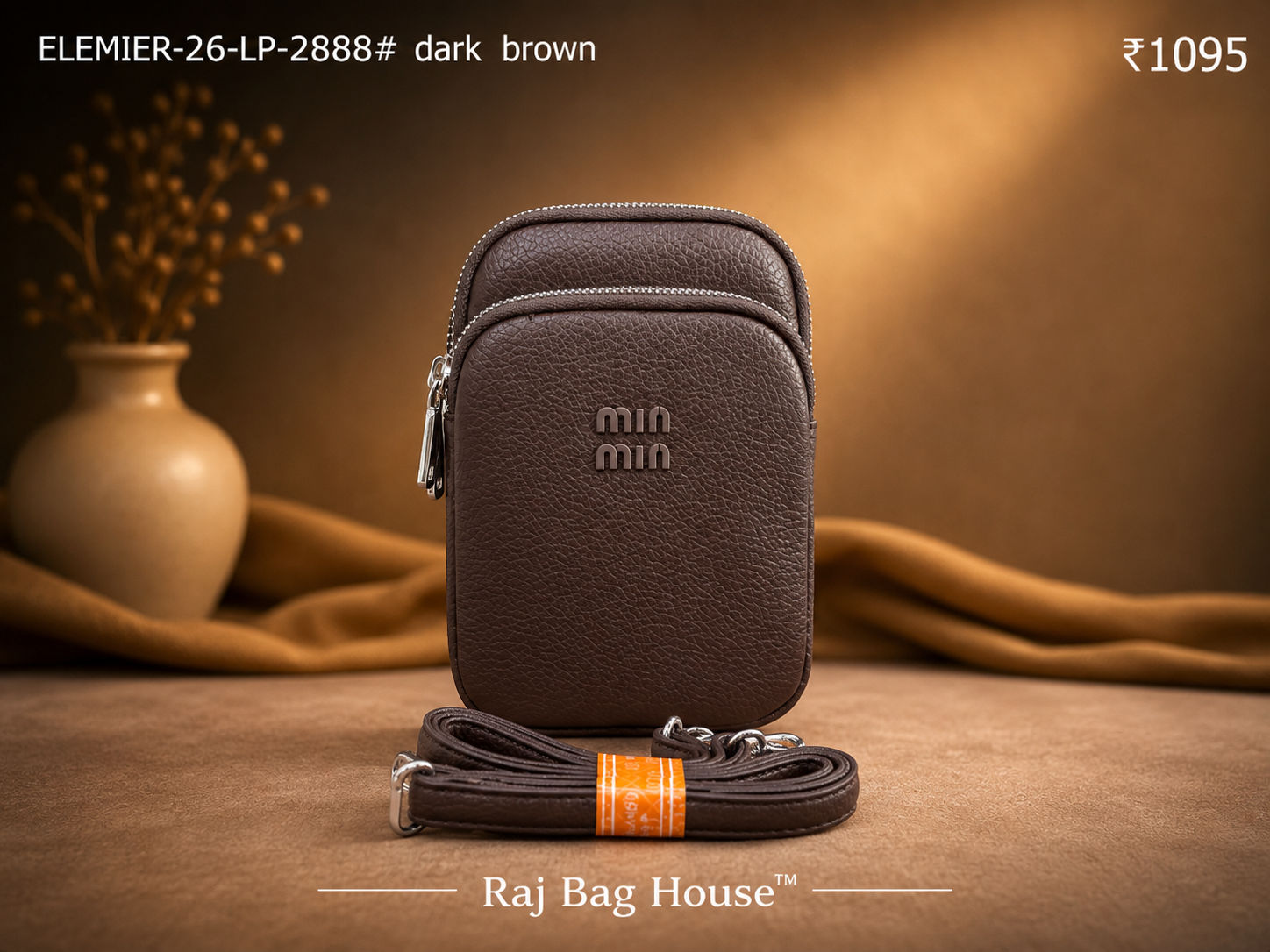 Imported Elemier 2888# Small Handbag – Dark Brown