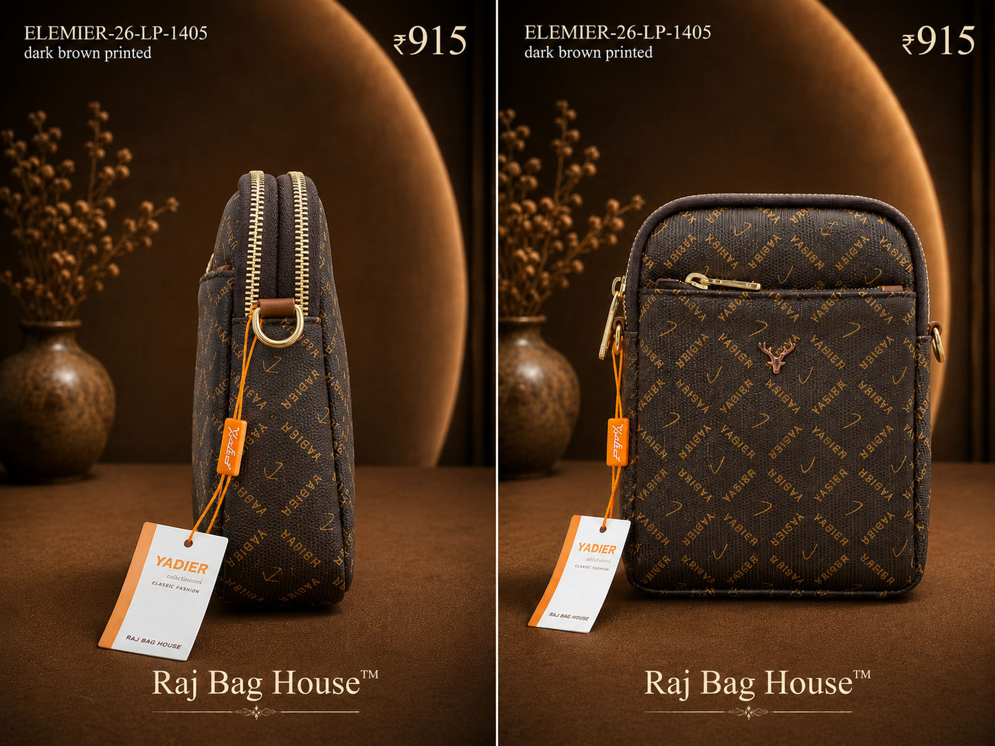 Imported Elemier 1405 Printed2 Small Handbag – Dark Brown 2