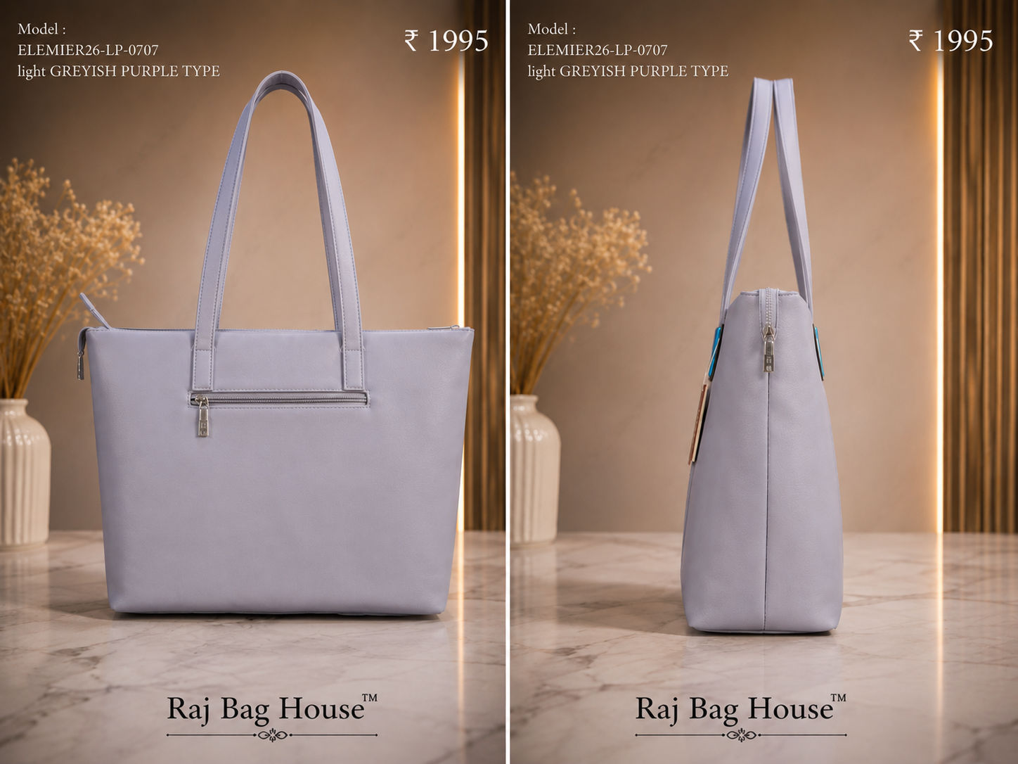 Elemier 0707 Light Tote Bag – Light Grey 2
