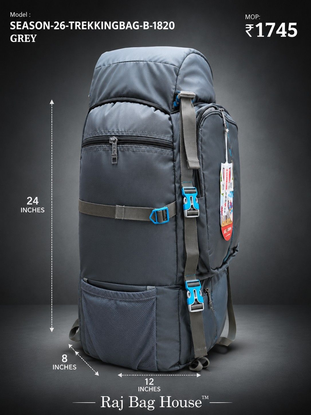 Season Trekking B 1820 Large Backpack – Grey 2