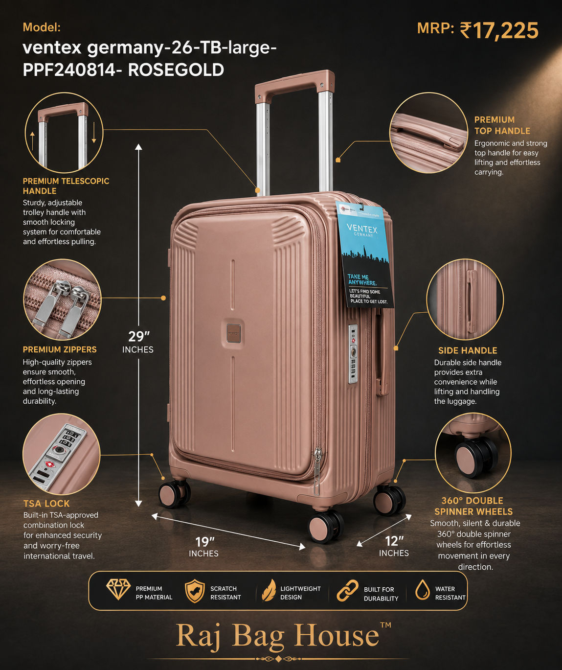 Ventex Germany Ppf2410814 Large Trolley Bag – Rose Gold 2