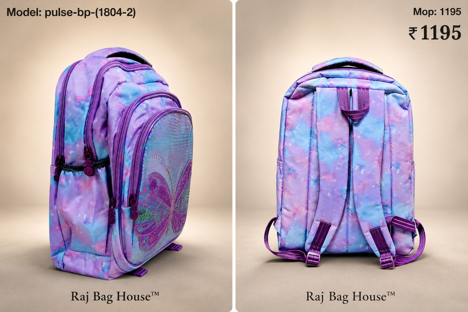 Pulse Bp(1804 2) Medium School Backpack – Purple 2