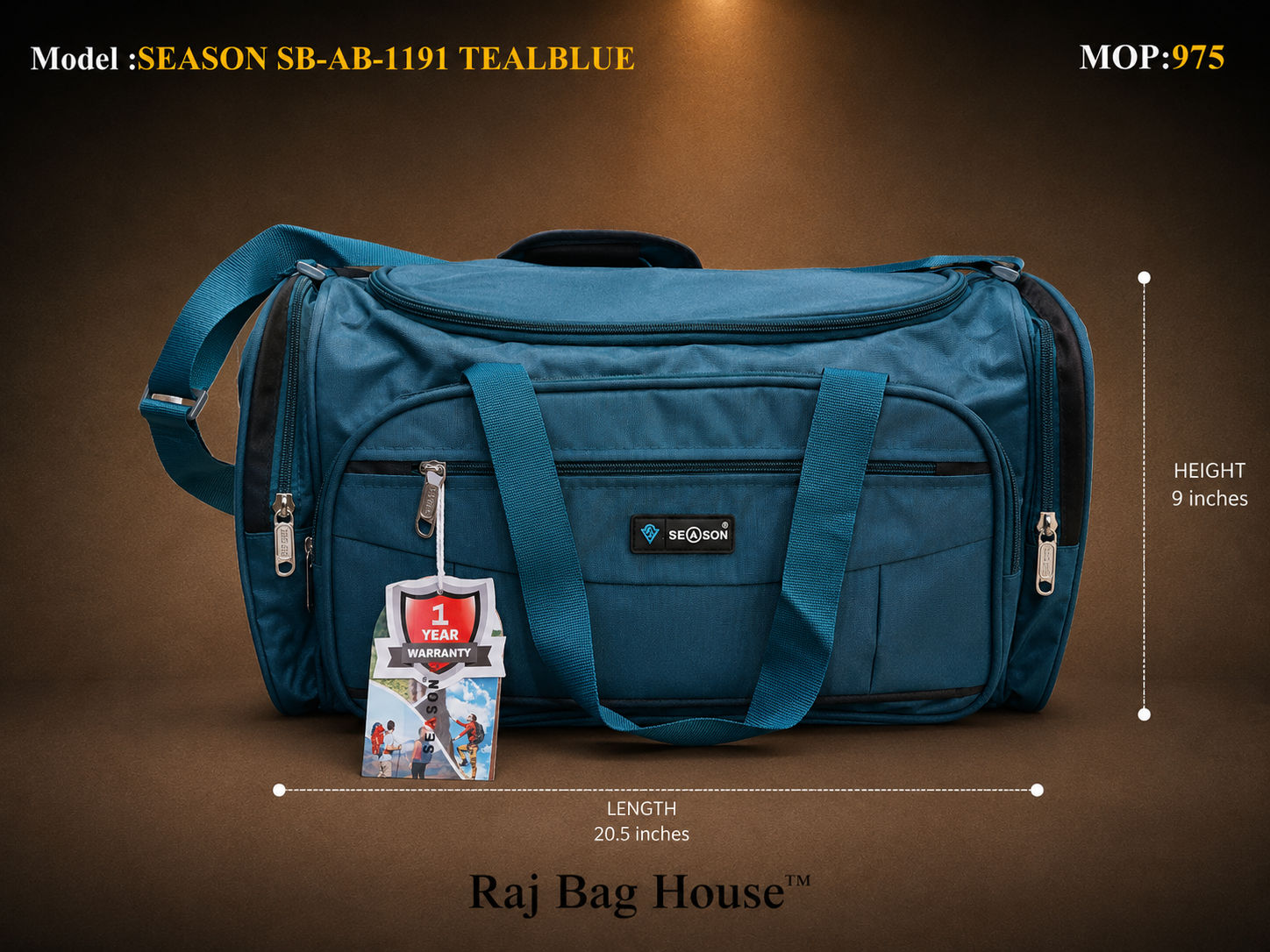 Season Duffle Bag SB-AB-1191 - Teal Blue