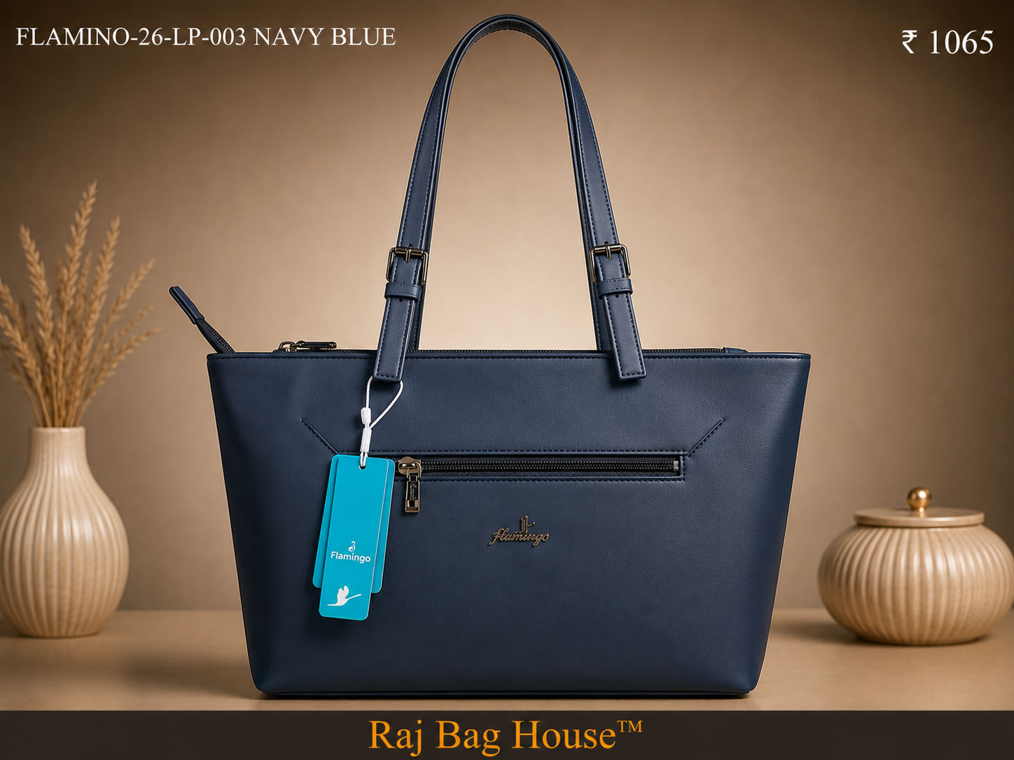 Women's Shoulder Tote Bag 26-LP-003 - Navy Blue