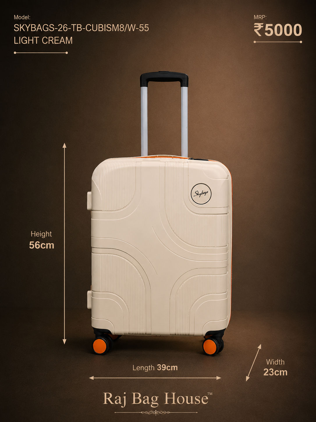 Skybags VIP Cubism 55 Cabin Trolley Bag – Cream