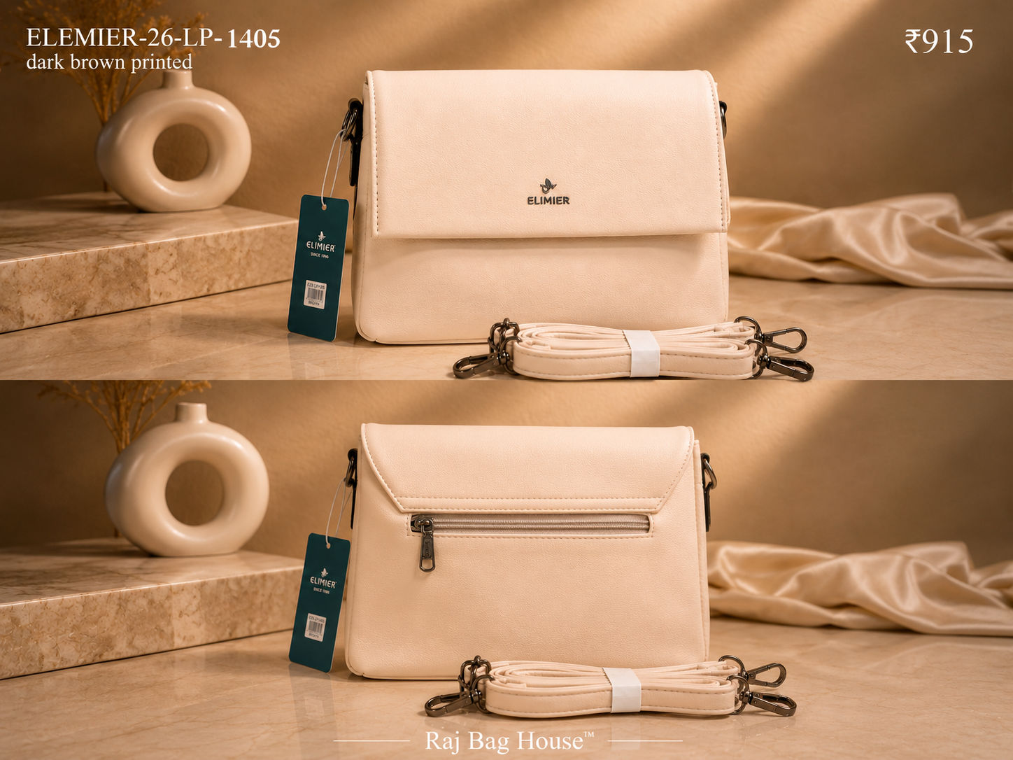 Elemier 9701# Light Sling Bag – Light Cream 2