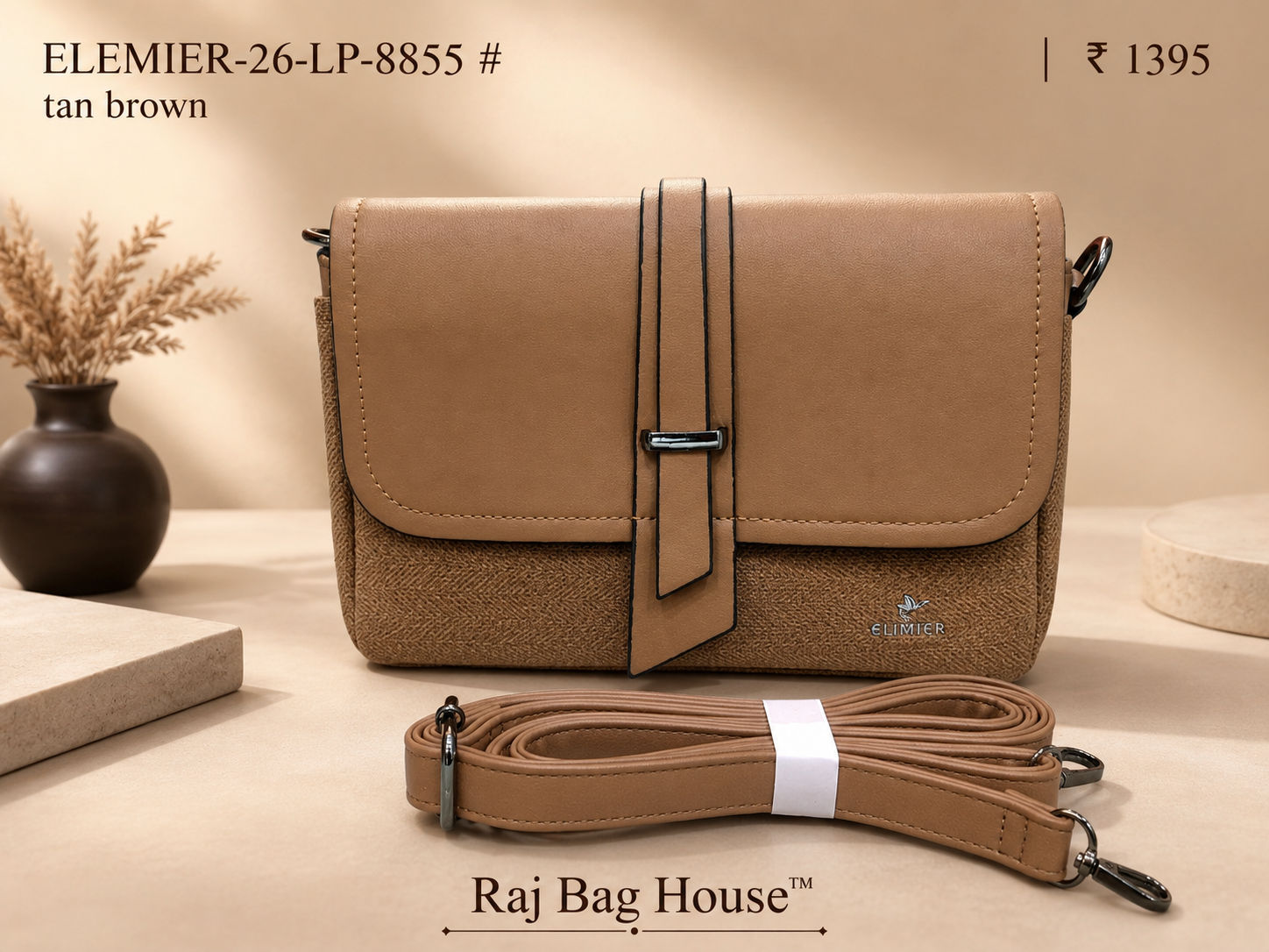 Elemier 8855 Sling Bag – Tan Brown