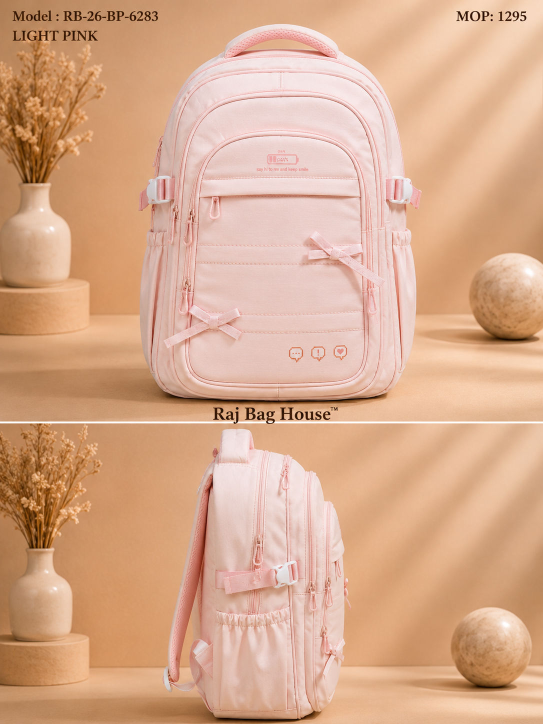 Imported 6283 Backpack – Light Pink 2