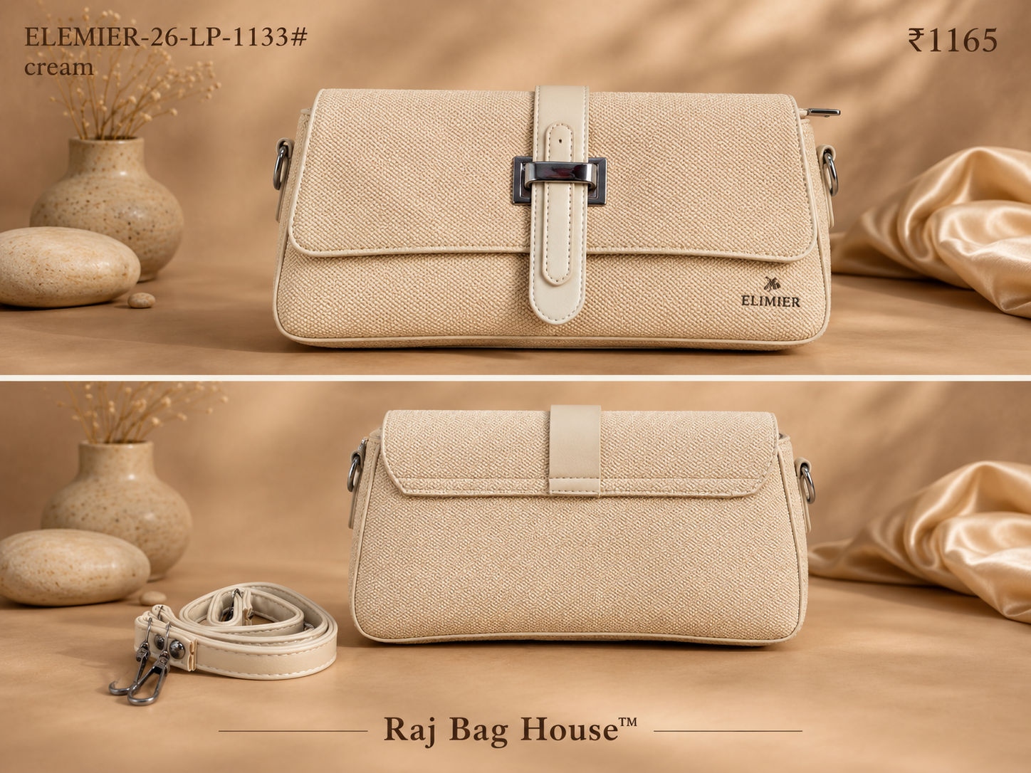 Elemier 1133# Handbag – Cream 2