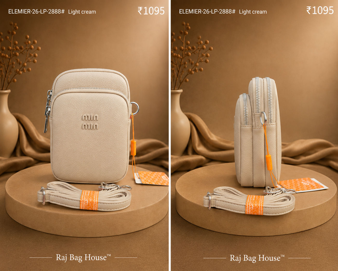 Imported Elemier 2888# Small Handbag – Cream 2